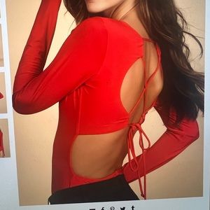 Lace up red bodysuit
